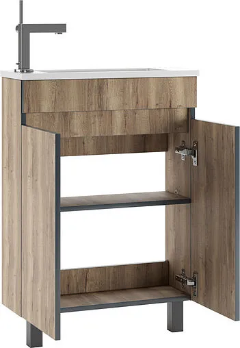 Тумба-умывальник подвесной Домино Dolche 60 дуб галифакс табак DD5403T+4627173210614