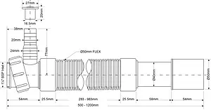 Слив гофрированный Mc Alpine 1½x40/50мм L=500-1200мм MRMF212W, 2