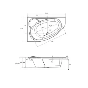 Ванна акриловая Cersanit Kaliope 170x110 L 63443, 3