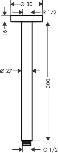 Держатель верхнего душа на потолок Hansgrohe S 300 хром 27389000