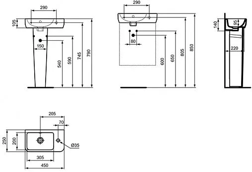 Раковина Ideal Standard i.Life S 45 белый T458601