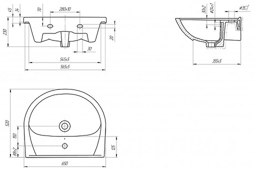 Раковина Cersanit Erica 65 белый S-UM-ERI65/1-w
