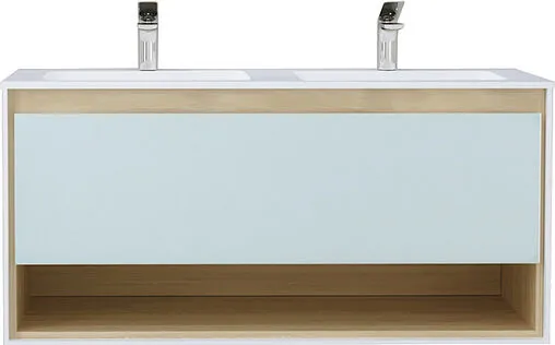 Тумба-умывальник подвесная Jorno Glass 120 белый/дуб сонома Gla.01.122/P/W+Mol.08.120/W