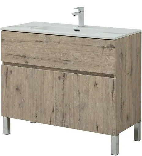 Тумба-умывальник напольная Aquanet Алвита New 100 дуб веллингтон 00277557+00254365