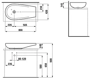 Раковина Laufen Alessi 80 c покрытием LCC белый 8.1897.3.400.112.1 Раковина Laufen Alessi 80 c покрытием LCC белый 8.1897.3.400.112.1, 2