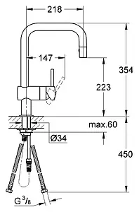 Смеситель для кухни с выдвижным изливом Grohe Minta хром матовый 32322DC0 Смеситель для кухни с выдвижным изливом Grohe Minta хром матовый 32322DC0, 2