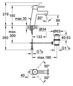 Смеситель для раковины Grohe Concetto хром 23450001 Смеситель для раковины Grohe Concetto хром 23450001, 2