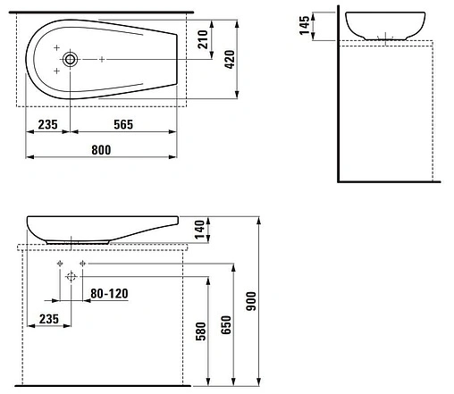 Раковина Laufen Alessi 80 c покрытием LCC белый 8.1897.3.400.112.1