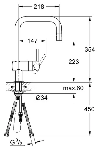 Смеситель для кухни с выдвижным изливом Grohe Minta хром матовый 32322DC0