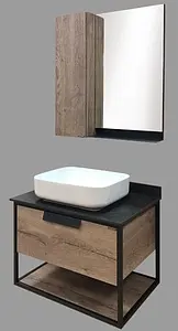 Тумба-умывальник подвесная Comforty Кёльн 75 дуб тёмный/чёрный 00004149065CF, 5