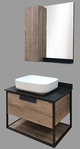 Тумба-умывальник подвесная Comforty Кёльн 75 дуб тёмный/чёрный 00004149065CF Тумба-умывальник подвесная Comforty Кёльн 75 дуб тёмный/чёрный 00004149065CF