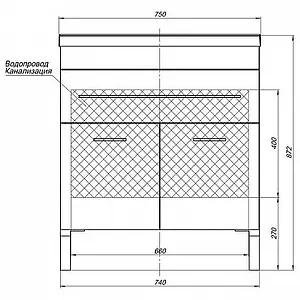 Тумба под умывальник напольная Aquanet Верона 75 чёрный 00182707, 3