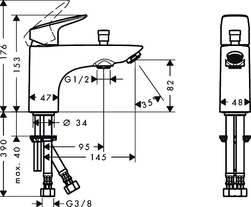 Смеситель на борт ванны на 1 отверстие Hansgrohe Logis Monotrou хром 71312000