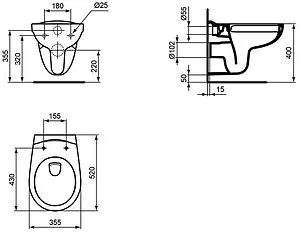 Унитаз подвесной безободковый Ideal Standard Eurovit Rimless белый K881201 Унитаз подвесной безободковый Ideal Standard Eurovit Rimless белый K881201, 2