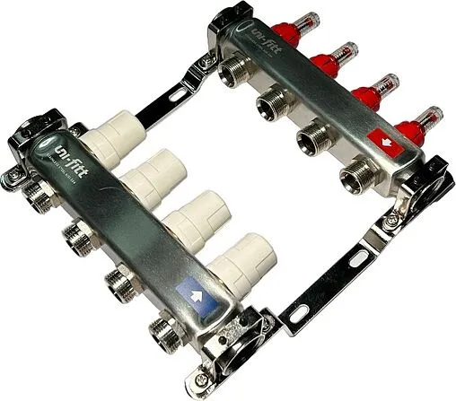Группа коллекторная с расходомерами 4 отвода 1&quot;в/в x ¾&quot;ек Uni-fitt OPTIMAL 450B4304.RU
