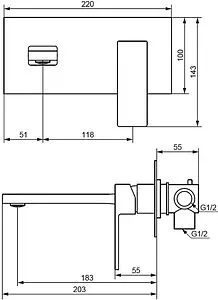 Смеситель для раковины из стены Damixa Gala хром 530260000 Смеситель для раковины из стены Damixa Gala хром 530260000, 2