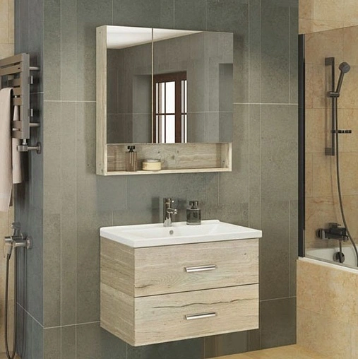 Шкаф-зеркало Comforty Парма 80 дуб дымчатый 00004143489CF