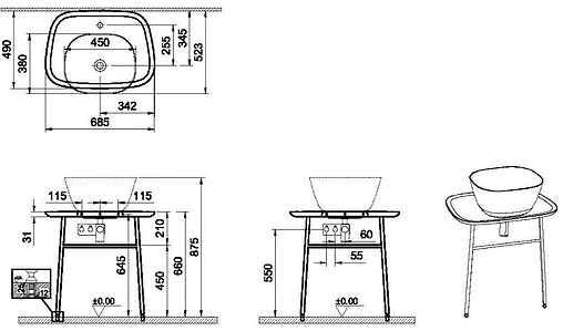 Консоль напольная VitrA Plural белый 62561