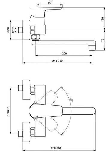 Смеситель для кухни настенный Ideal Standard Ceraplan III хром B0726AA