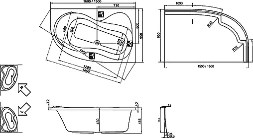 Ванна акриловая Ravak ROSA 160x95 L C571000000