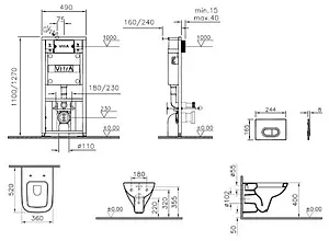 Комплект 5 в 1 VitrA S20 9004B003-7204 с кнопкой Loop 740-0580 хром глянцевый Комплект 5 в 1 VitrA S20 9004B003-7204 с кнопкой Loop 740-0580 хром глянцевый, 2