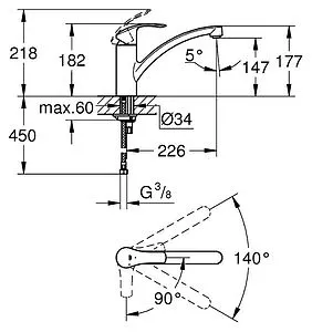 Смеситель для кухни Grohe Eurosmart хром 30260002, 2