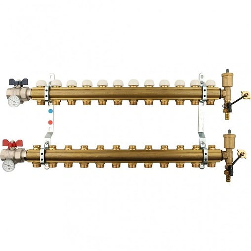 Группа коллекторная без расходомеров 12 отводов 1&quot;в/в x ¾&quot;ек Tiemme 3870049