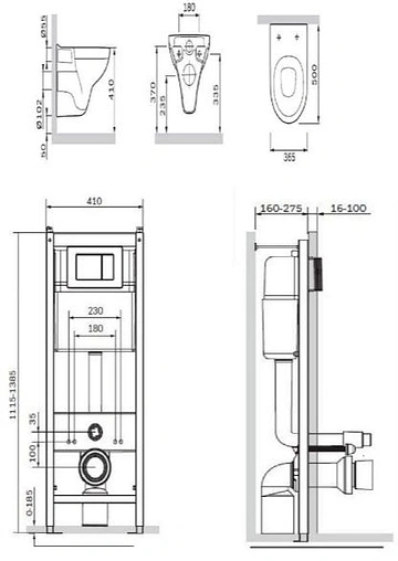 Комплект 6 в 1 Am.Pm Gem IS301.901738P с кнопкой белый глянцевый