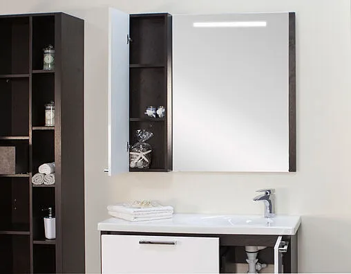 Шкаф-зеркало Aquaton Брайтон 100 L белый/венге 1A176702BR500