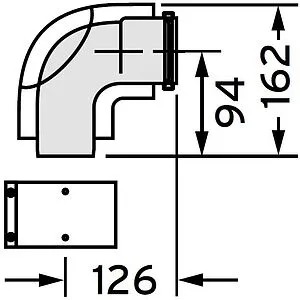 Колено для дымохода Ø 60/100мм ∠ 87° с ревизией Vaillant 303916, 2