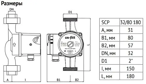 Насос циркуляционный Uni-Fitt SCP 32/80 180 918S3280 Насос циркуляционный Uni-Fitt SCP 32/80 180 918S3280