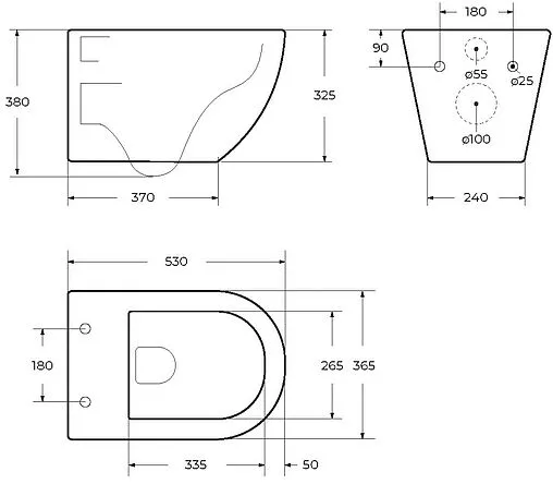 Унитаз подвесной безободковый Cezares Relax Tornado белый CZR-3806-53-TH-TOR/SC