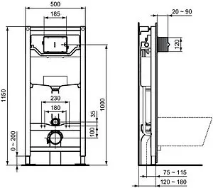 Комплект 5 в 1 Ideal Standard Tesi AquaBlade T3868V3/123AC с кнопкой белый матовый, 2