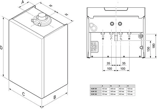 Настенный конденсационный газовый котел двухконтурный турбированный 26кВт Vaillant ecoTEC plus VUW 26CS/1-5 (N-INT4) 0010024668