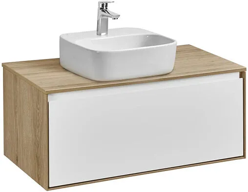 Тумба-умывальник подвесная Aquaton Либерти 90 дуб эльвезия/белый глянец 1A2799K4LYC70