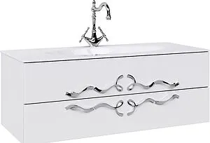 Тумба-умывальник подвесная Clarberg Due Amanti Т12/W 120 белый DUE0112W+DUER8CR+El.12.04.D Тумба-умывальник подвесная Clarberg Due Amanti Т12/W 120 белый DUE0112W+DUER8CR+El.12.04.D, 1