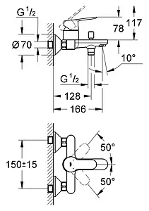 Смеситель для ванны Grohe BauEdge хром 23334000 Смеситель для ванны Grohe BauEdge хром 23334000, 2
