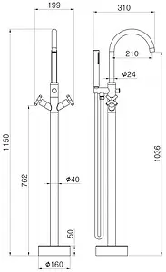 Смеситель для ванны напольный Swedbe Spira хром 4002 Смеситель для ванны напольный Swedbe Spira хром 4002, 2