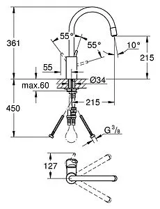 Смеситель для кухни с выдвижным изливом Grohe Concetto хром 32663001, 2