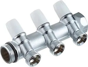 Коллектор регулирующий проходной 3 отвода 1"в/н x ¾"ек Tiemme MAXIMA 1860013 Коллектор регулирующий проходной 3 отвода 1"в/н x ¾"ек Tiemme MAXIMA 1860013, 1