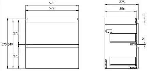 Тумба-умывальник подвесная Cersanit Moduo Slim 60 белый 64125+S-UM-MOD60SL/1