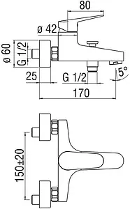 Смеситель для ванны Nobili Blues хром BS101110/1CR, 2