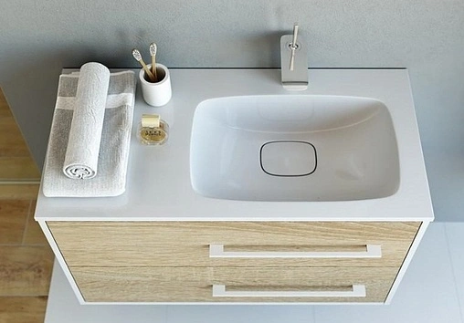 Тумба-умывальник подвесная Aqwella Miami 90 белый/дуб сонома Mai.01.09/R+Mal.09.04.D-R