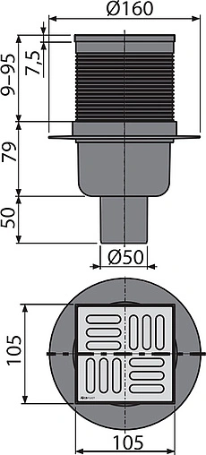 Трап вертикальный Set AlcaPlast 100x100мм APV32
