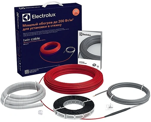 Теплый пол (нагревательный кабель) Electrolux Twin cable 1500Вт 7,5 - 12,5м² ETC 2-17-1500