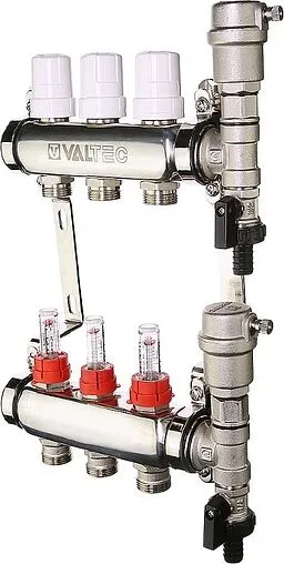 Группа коллекторная с расходомерами 3 отвода 1&quot;в/в x ¾&quot;ек Valtec VTc.589.EMNX.0603