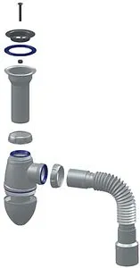 Сифон бутылочный для раковины Unicorn белый А120, 3