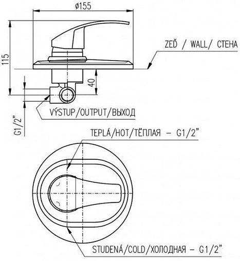 Смеситель для душа скрытого монтажа Rav Slezak Kongo хром K083R