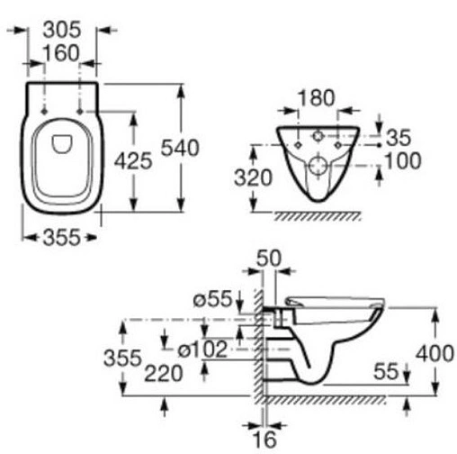 Унитаз подвесной безободковый Roca Debba Rimless белый 34699L00Y