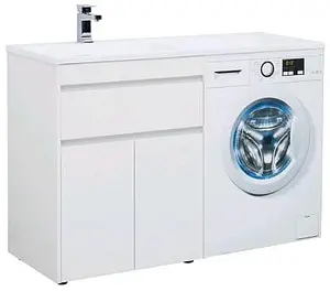 Тумба-умывальник напольная над стиральной машиной Aquanet Токио 130 L белый 00237746+00235501, 3